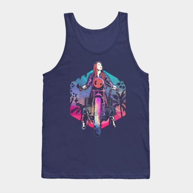 Female Biker, Biking Girl, Biker Girl, Retro Vintage Motorcyclist Girl, Sassy Biker, Badass Lady Biker, Biker Mom, Biking Mom, Racer Woman, Motorbiker Girl Who Ride Motorcycle, Motorbike Rider Girl Tank Top by BicycleStuff